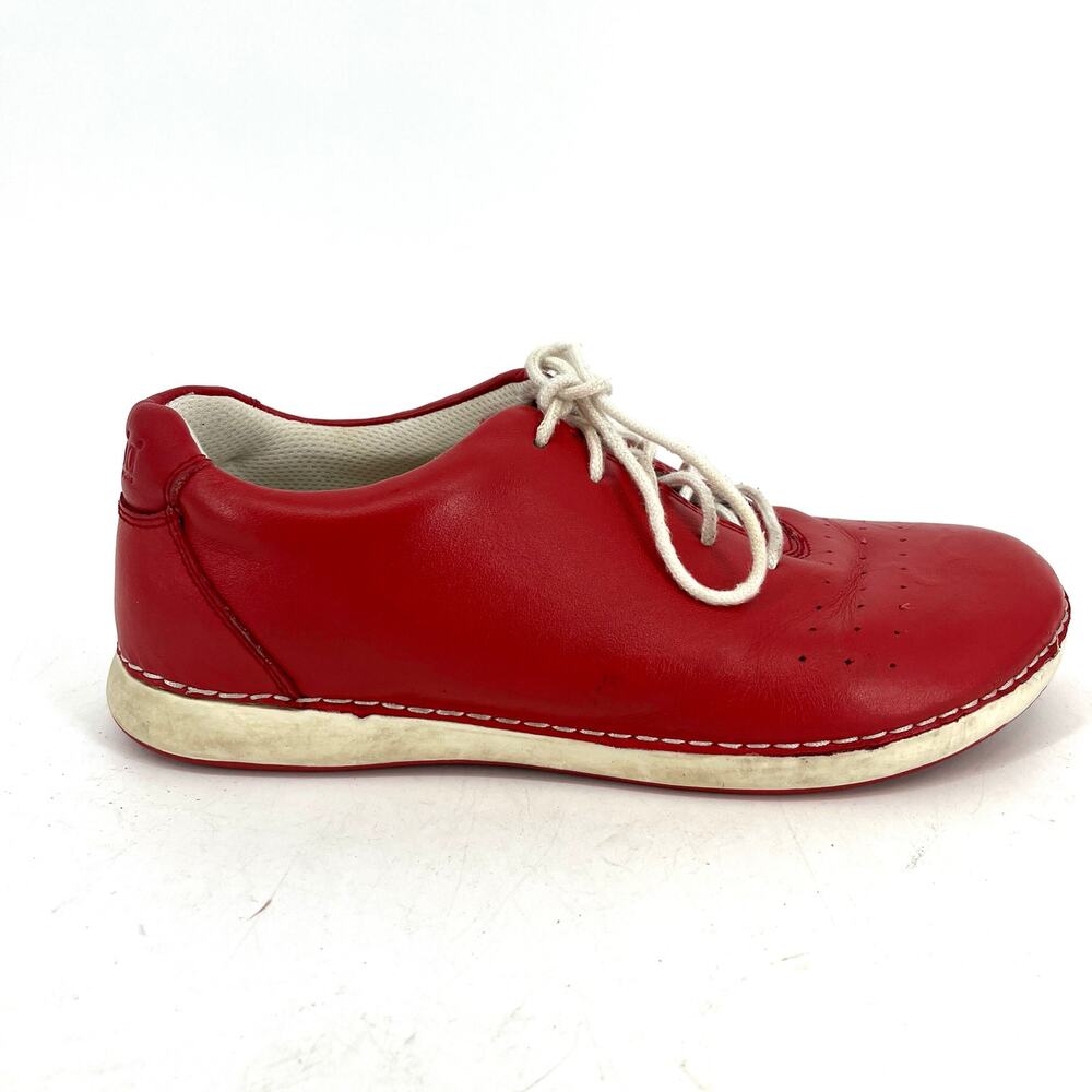 Alegria Women's 38/US7.5 Red Leather Essence‎ Lace Up Comfort Shoe Round Toe